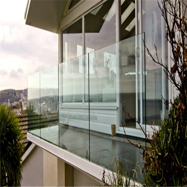 External terrace fencing railing frameless glass porch deck balustrade aluminium U channel clamp deck balcony railing
