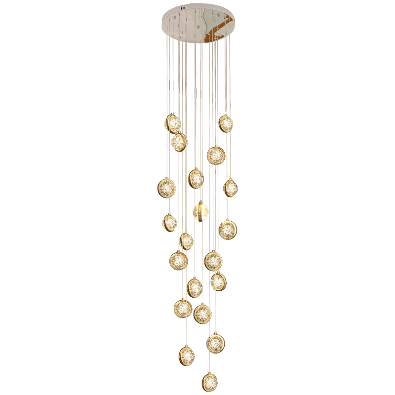 Modern Duplex spiral staircase long light luxury crystal ball Stainless steel chandelier loft apartment chandelier