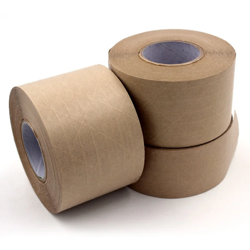 Custom free sample Eco Friendly printed water activated reinforced gummed kraft paper tape logo white kraft paper tape