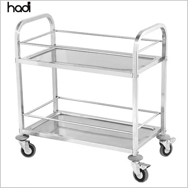 HADI Korean Kitchen Ware Mobile Food Trolley Buffet Cart Stainless Steel 3 Tier Commercial Restaurant for Sale