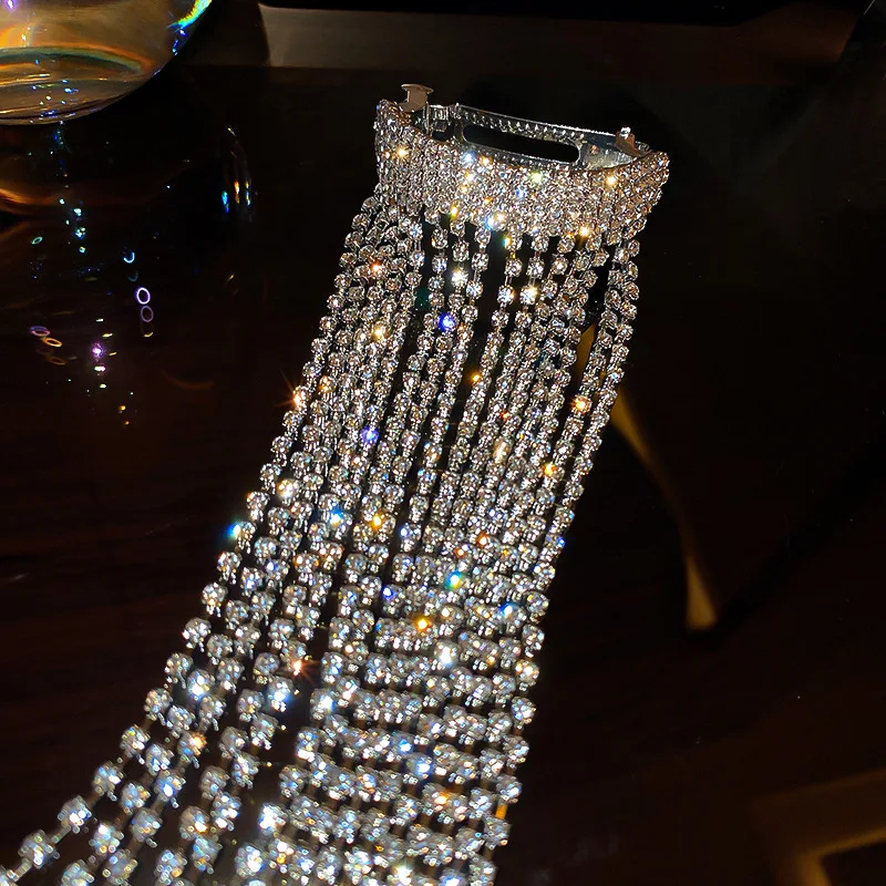 Barlaycs 2021 Newest Fashion Luxury Rhinestone Tassel Hair Jewelry Accessories Women