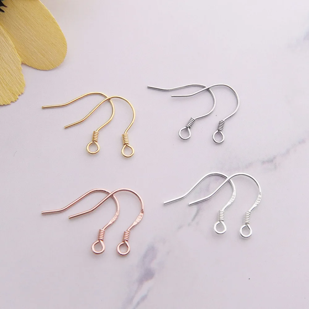 Diy women jewelry making earring accessories 925 Solid Real S925 Sterling Silver DIY Earrings Ear Hooks for DIY