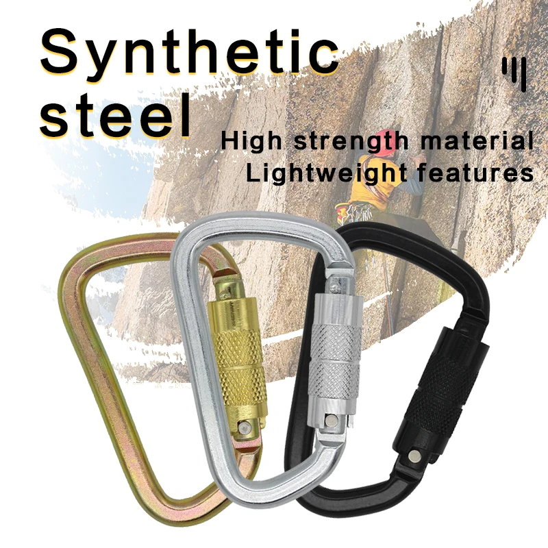 JENSAN Custom High Quality Heavy Duty 30kN Steel Locking D shaped Safety Carabiner Hook For Fall Protection