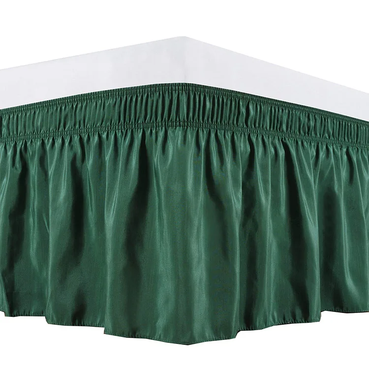 Ruffled Bed Skirt with Split Corners Queen Size (12 Inch Drop) Platform Dust Ruffle Gathered Bedskirt Hunter Green