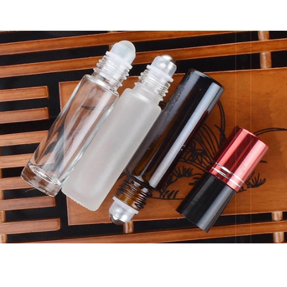 Variety Of Styles Wholesale Price 5ml 10ml 15ml 20ml 30ml 50ml Matte Black Glass Roll On Bottle With Plastic Roller Ball
