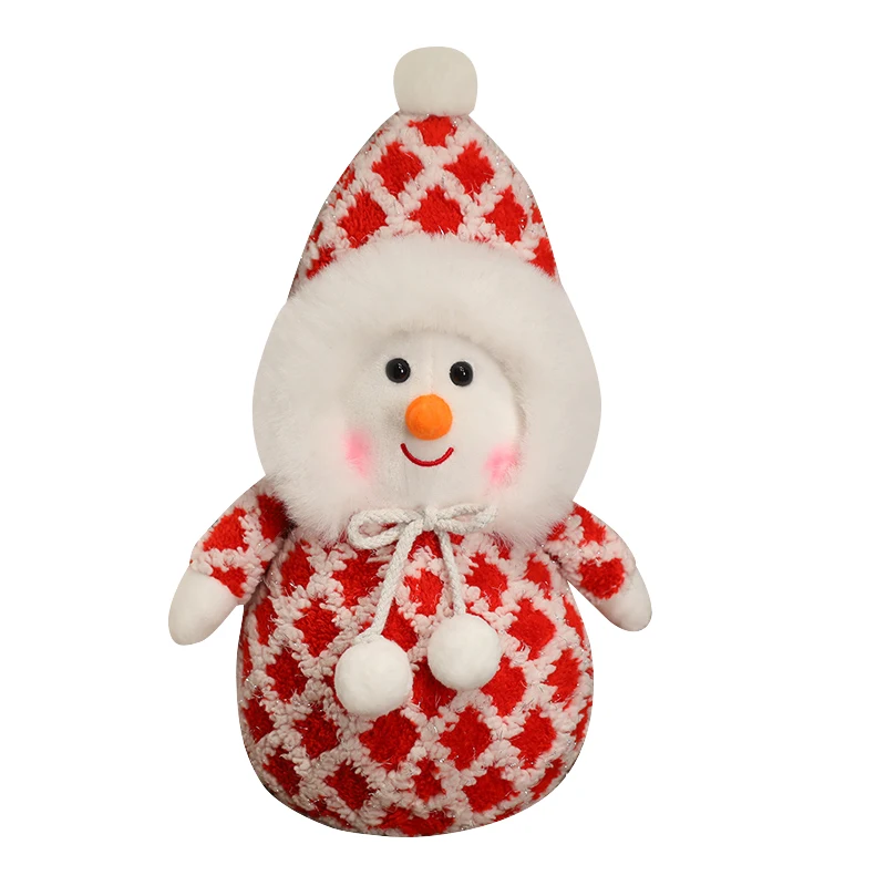Christmas Day Decoration Scarf Snowman Doll Cartoon Standing posture Smile Little Snowman Plush Toy