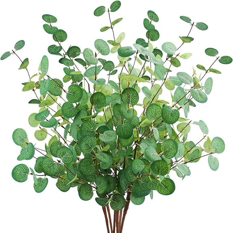 Handmade Artificial Flower Faux Silk Eucalyptus Real Touch Leaf Centerpiece Stems