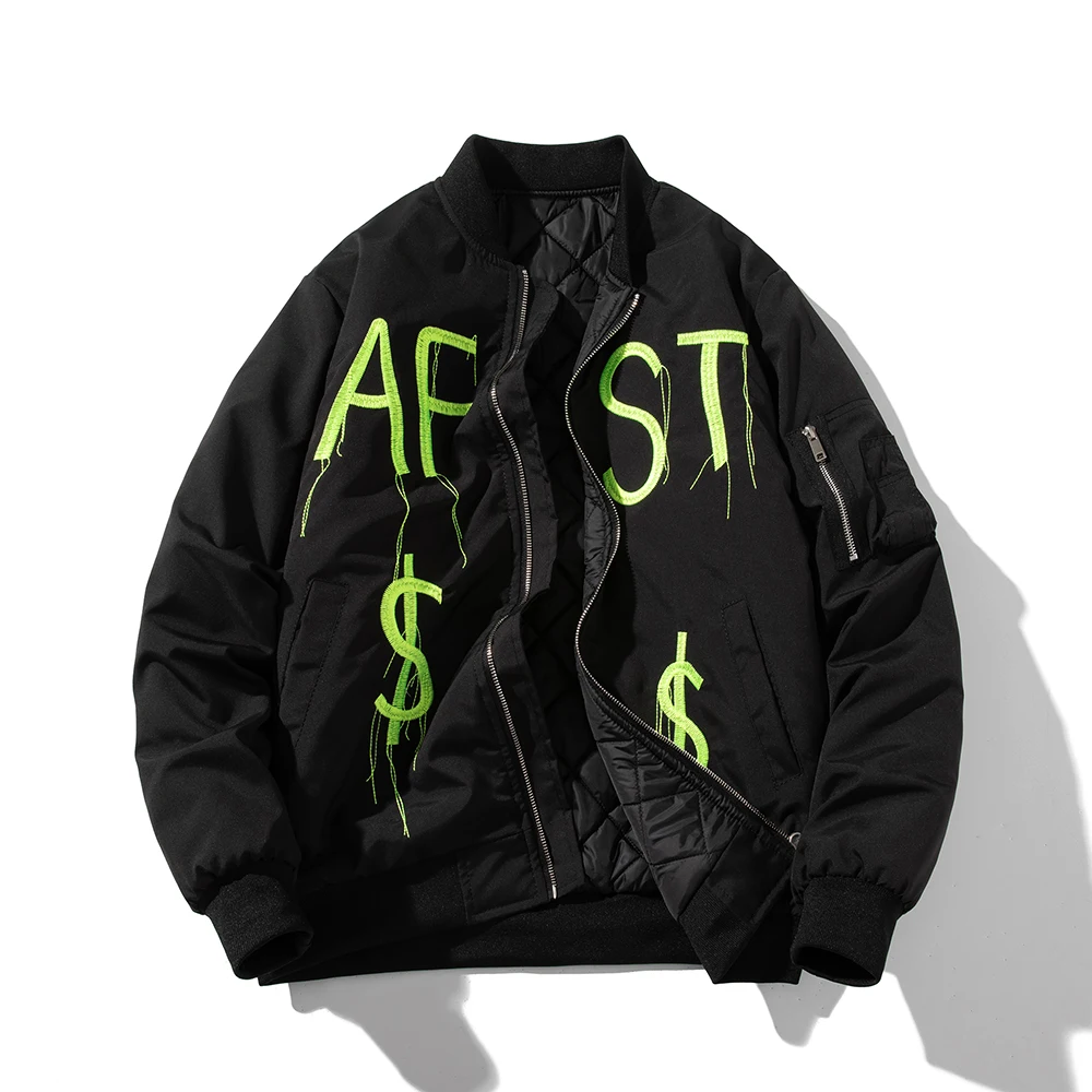 Hot Sale New Fall Winter Letterman Baseball Uniform Men Padded Hip Hop Embroidery Jacket Youth Fashion Trend Warm Coat