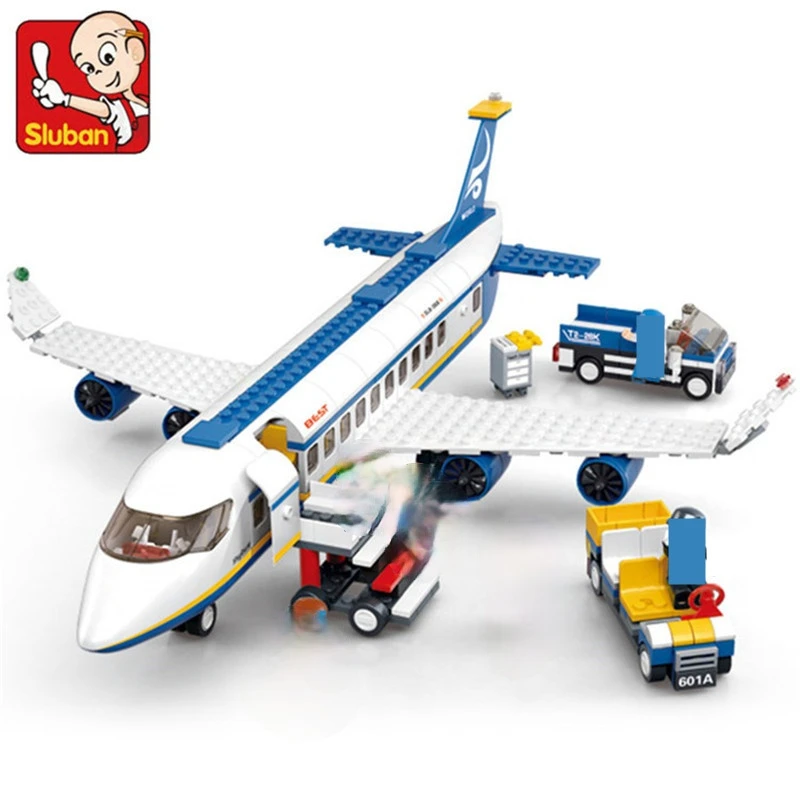 
sluban 0366 463Pcs City Airport Airbus Aircraft Airplane Plane Brinquedos Avion Building Blocks Bricks Toys for Children 