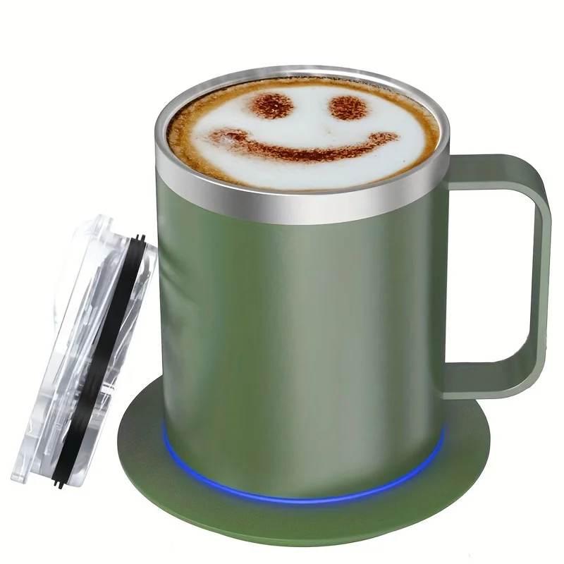 Stainless Steel Coffee Cup With Lid Can Hold Coffee USB Cup Office USB Power Heating Coffee Cup