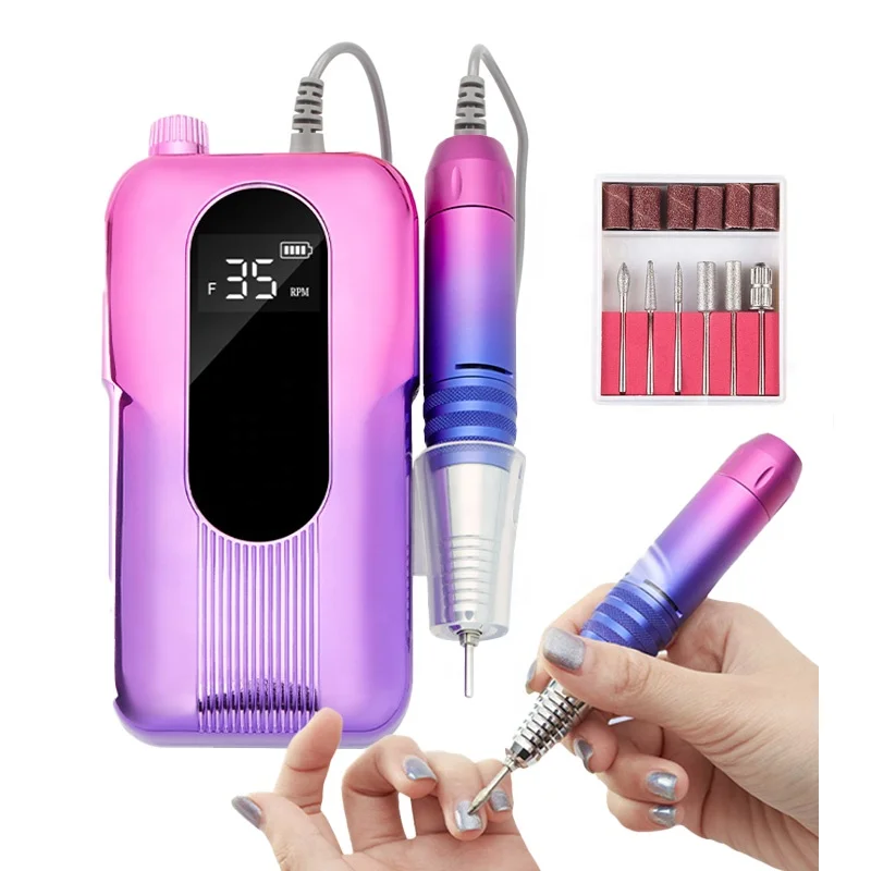 IKSBEAUTY 35000 RPM Professionnels Nail Drill Manicure Machine Polisher Tools E File Nail Drill 25W Stainless Steel 15 * 8 * 3cm
