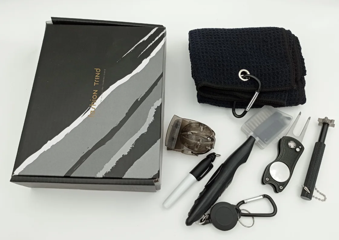 Lightweight Golf Accessories Gift Set -  Golf Towel, Golf Club Brush with Cleaner,Sharpener