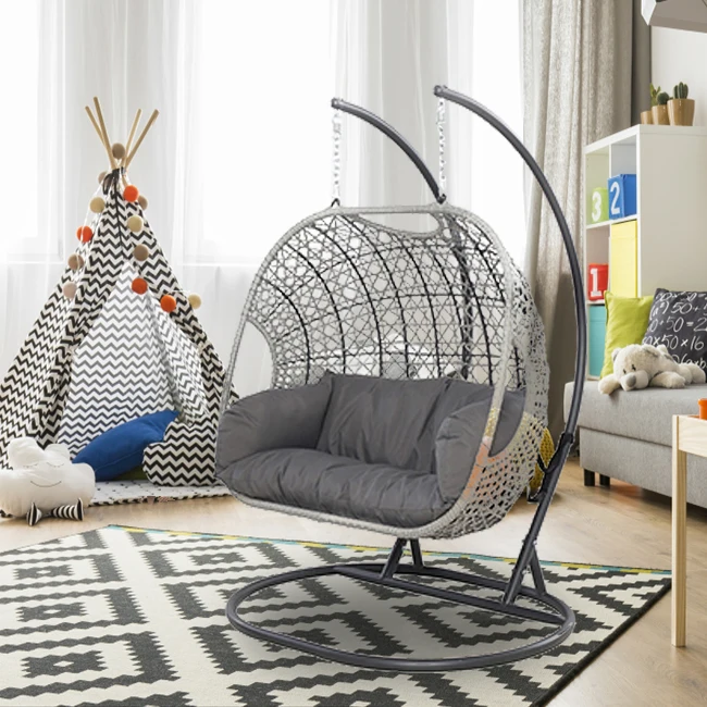 Двойные Качели YASN для внутреннего дворика, роскошные подвесные яйцевидные стулья из ротанга на 2 сиденья, для гостиной