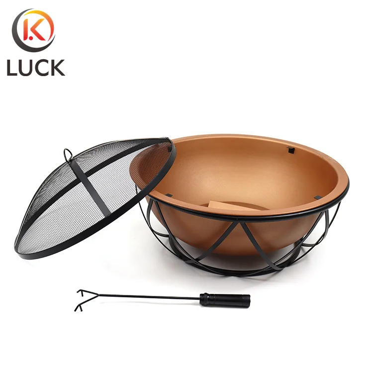 Outdoor Furniture Indoor Round Portable Charcoal Grill Metal Fire Pit With Black Iron Stand