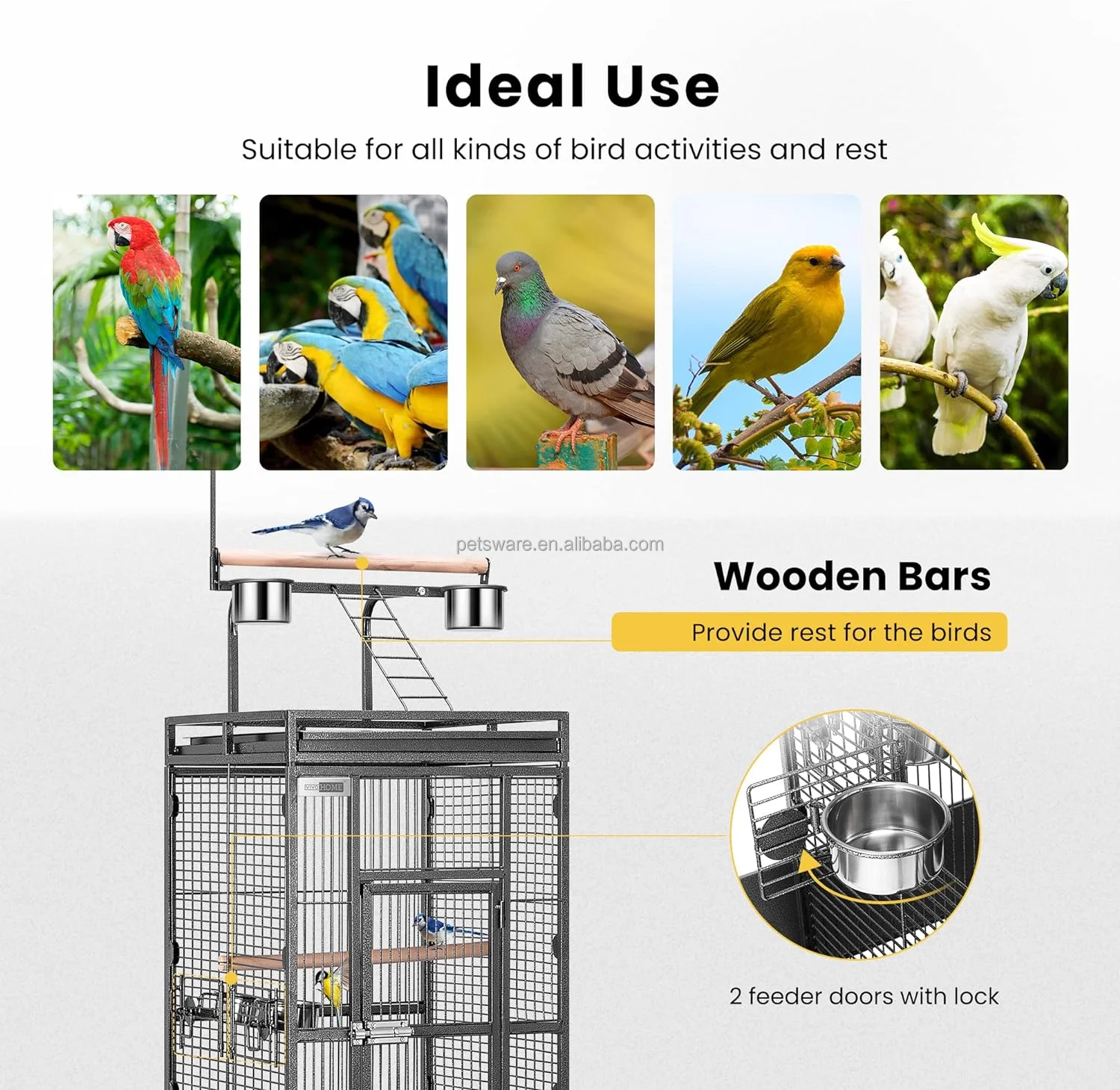 Play Top Roof Parrot Aviary Bird Cage