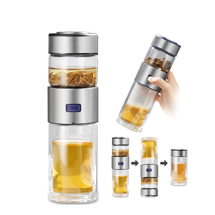 Private Label 400ml Tea Infuser Drinking Glass Water Bottle With Custom Logo