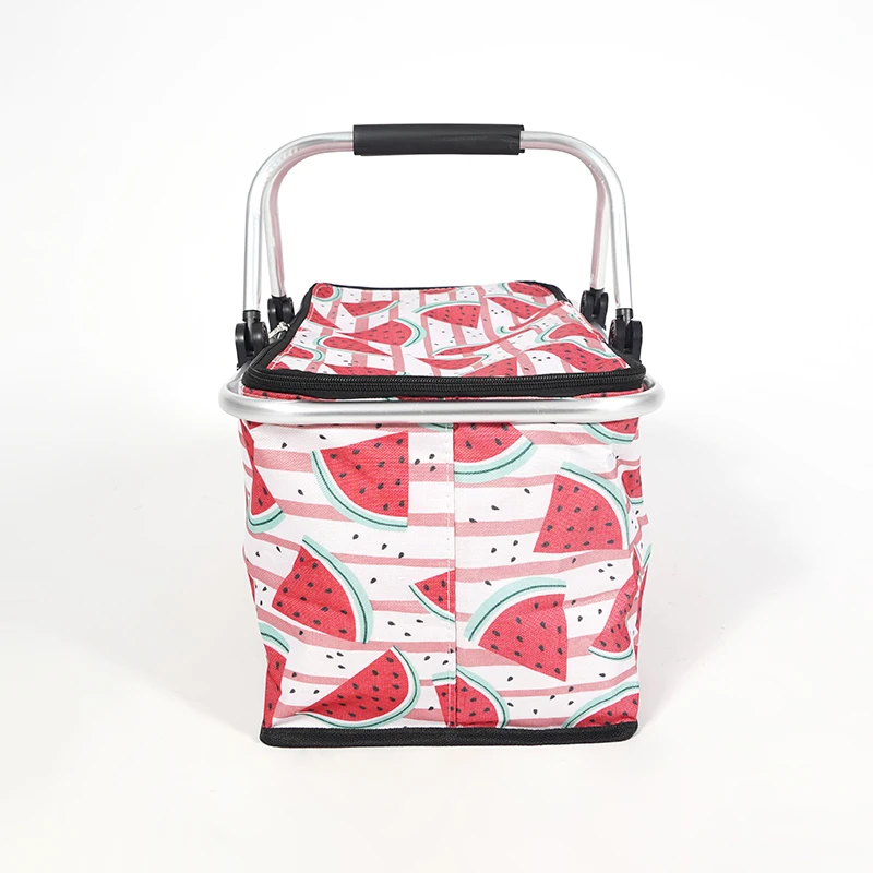 Custom Supermarket Shopping Trolley Bag With Cooler Coating Aluminum Film Professional Made Outdoor Picnic Basket