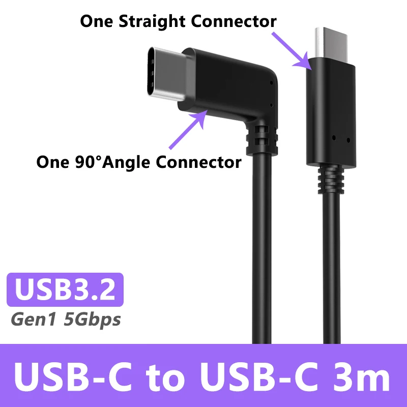Сетевой кабель виртуальной реальности прямоугольный коленчатый Usb-кабель Type-C для передачи данных 3 А 60 Вт 5