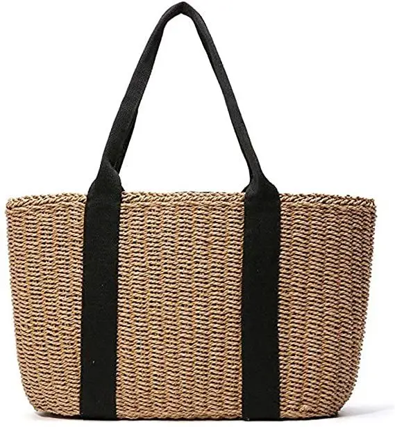 Made in China women Fashion metal ring hand grip straw wheat bag