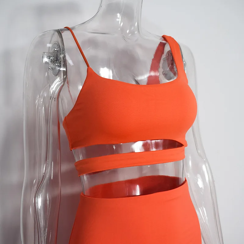 
Wholesale High Quality Fashion Sexy Sling Tops High Waist Two Piece Dress Set Party Bodycon Bandage Dress For Women 