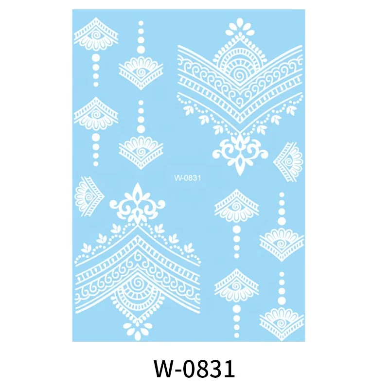 White Lace Wedding Temporary Henna Tattoo Hand Design For Women Girls Adult Black Sexy Finger Hand Tattoo Stickers