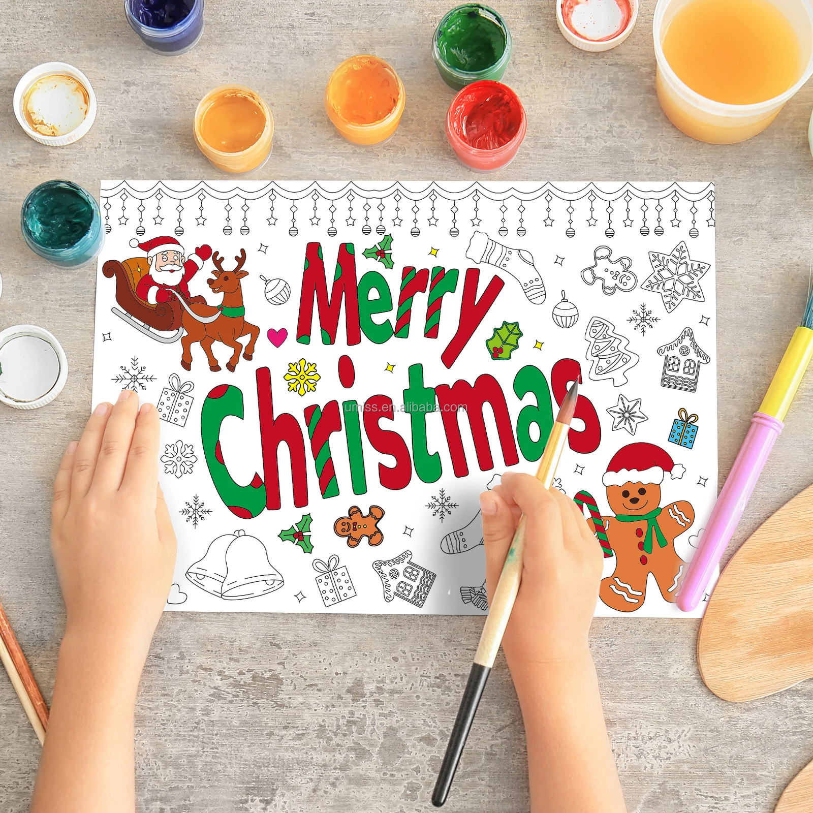 Merry Christmas Photo background coloring poster  Party decoration set Party & holiday paper banner supplies paper home decor