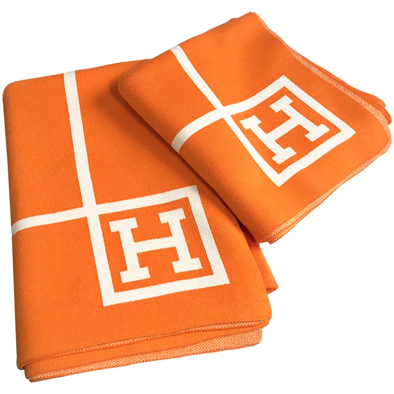 
Drop shipping Letter H Cashmere Crochet Portable Warm Plaid Sofa Bed Blanket 