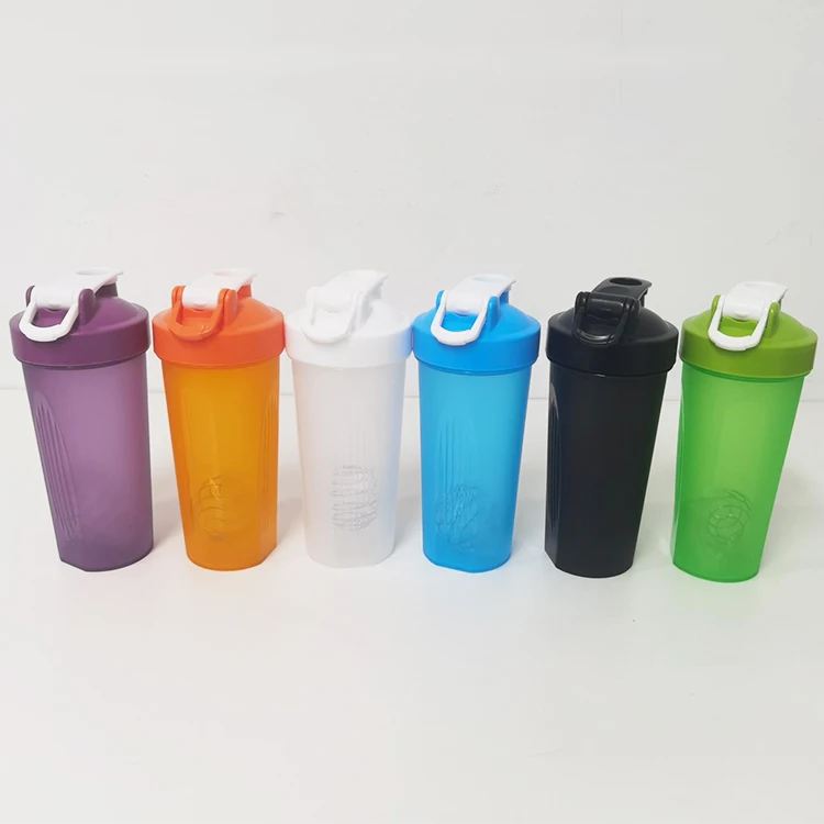 600ml 20oz Custom Logo BPA Free Colored Plastic Travel Outdoor Fitness Sports Protein Shaker Water Bottle for Gym Protein Mixes