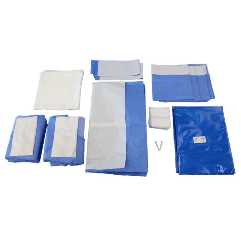 Sterile C-section surgical drape pack, disposable C-section procrdure kit, with fluid collection pouch
