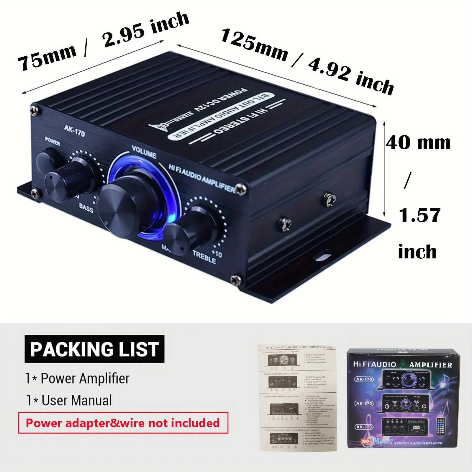 Hi-Fi усилитель мощности автомобильный домашний кинотеатр цифровой мощный аудио для динамика тройной бас-контроль FM USB 400 Вт