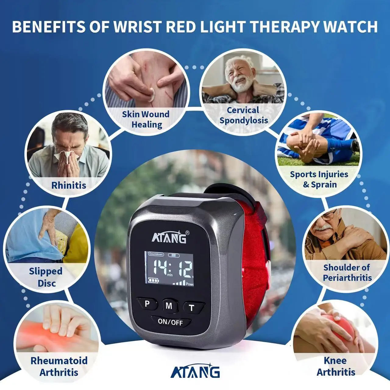 LLLT Laser Wrist Smart Watch Physical Therapy Equipment for Diabetes Blood Pressure & Hypertension Reduction Patch Type