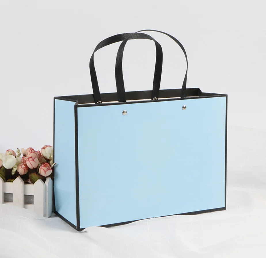 Custom Printing Logo Rivet Handbag Large Clothing Bag Fashion Luxury Shopping Paper Bag with Handles Making Machine