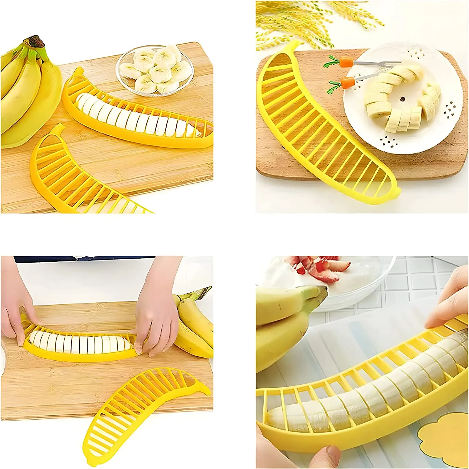 Easy Control Reusable Durable Banana Slicer Practical Kitchen Tool Plastic Salad Fruit Peeler Cutter Chopper