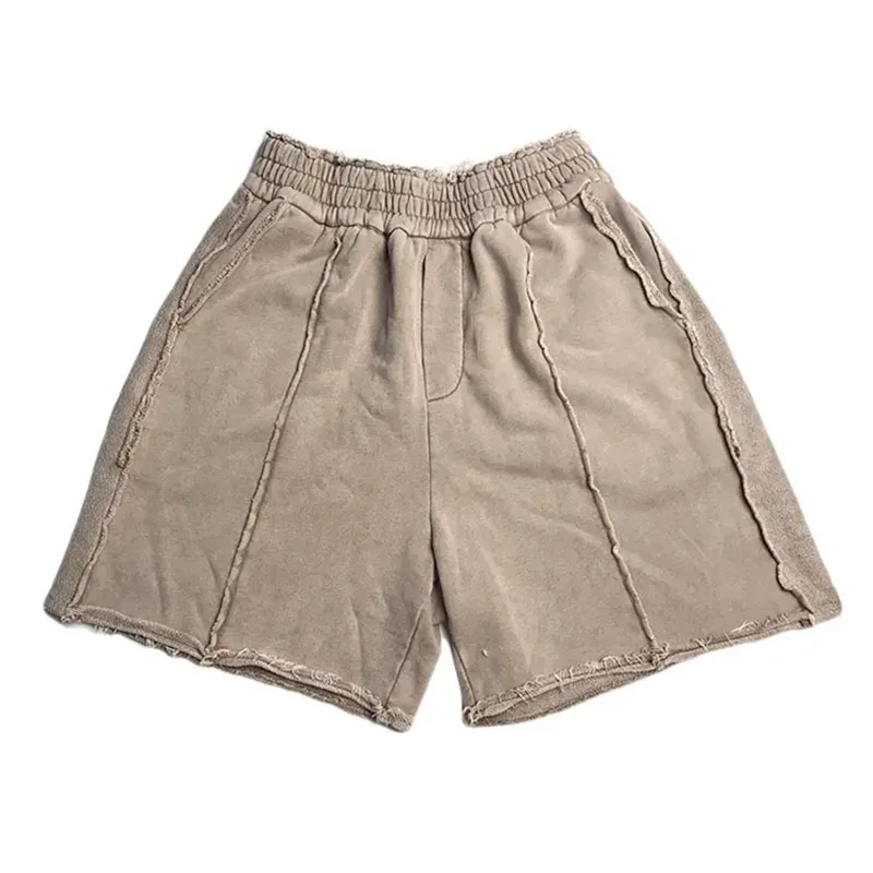 Manufacture Custom Vintage Washed High Quality Wholesale Designer Distressed French Terry 100% Cotton Sweat Jogger Shorts Men