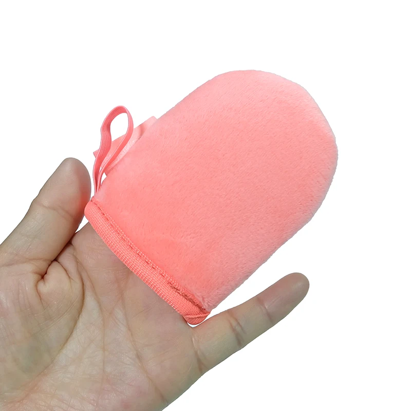 Wholesale 3 Fingers Mini Size Soft Velour Pink Facial Tanning Mitt