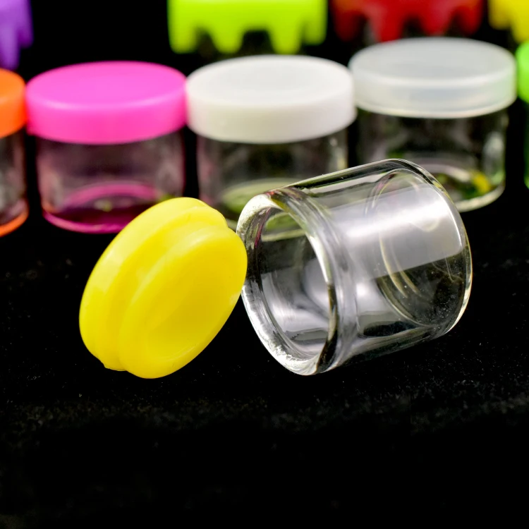 6ml Round No-neck Storage Jar Glass Concentrate Container with Silicone Lids