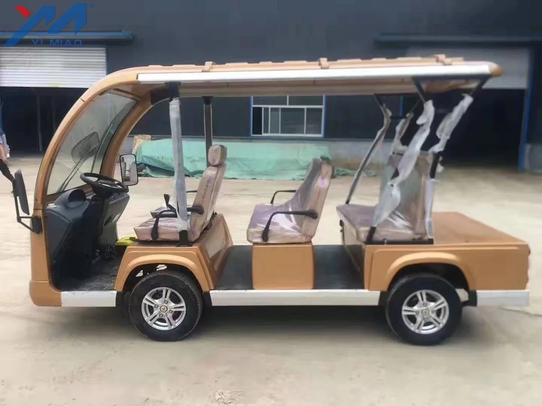 New 8 Seater Electric Sightseeing Car 4 Wheel Hydraulic Brake and Park Brake for Amusement Parks 30-35km/h 80-85kms 15%-20%