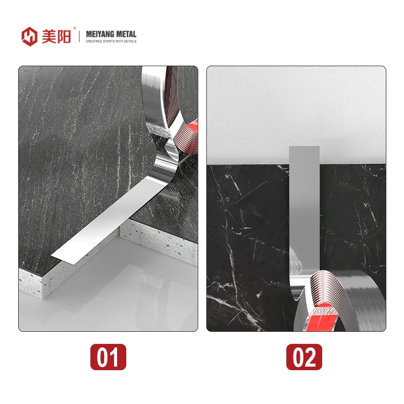 Factory price high quality stainless steel stair parts edge trim Strip Self Adhesive Gold Lines Trim Strips For Wall Decoration