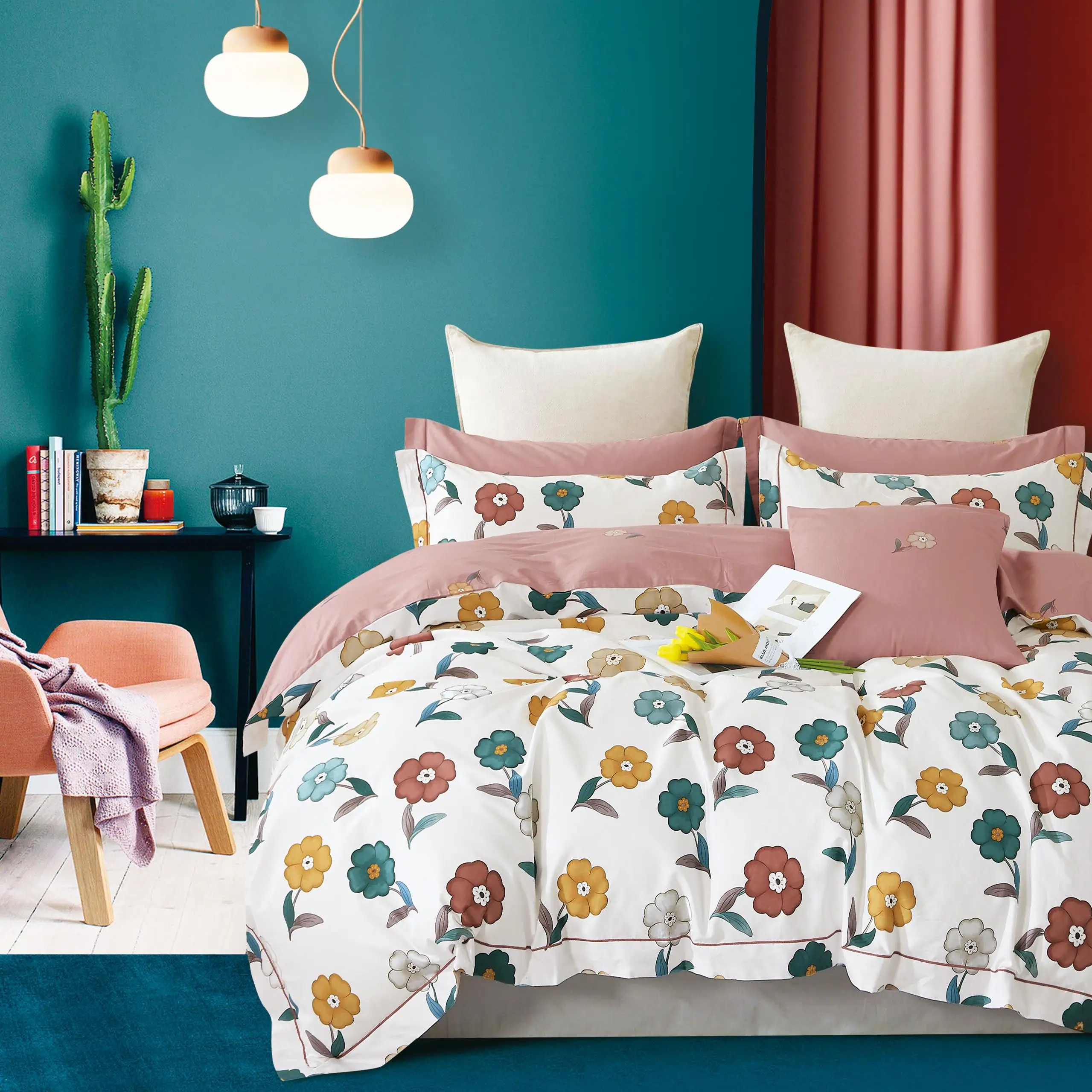 100% cotton printed fabric in roll for bed sheet set