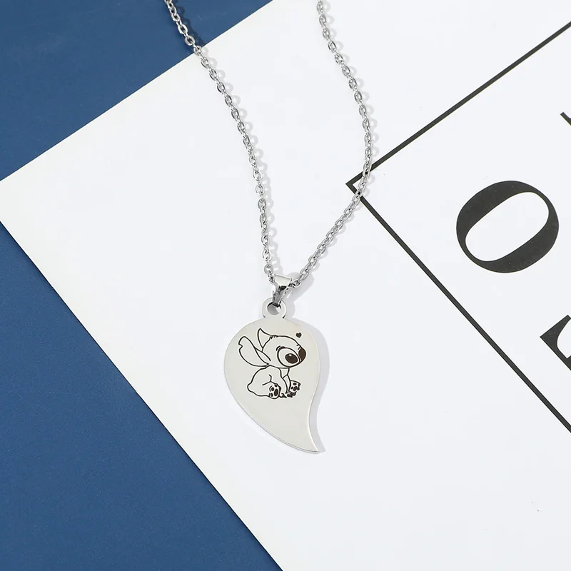 Necklace Stainless Steel Magnetic Attraction Cute Figure Stitch Heart Pendant Neck Chain Lovers Jewelry best friends necklace