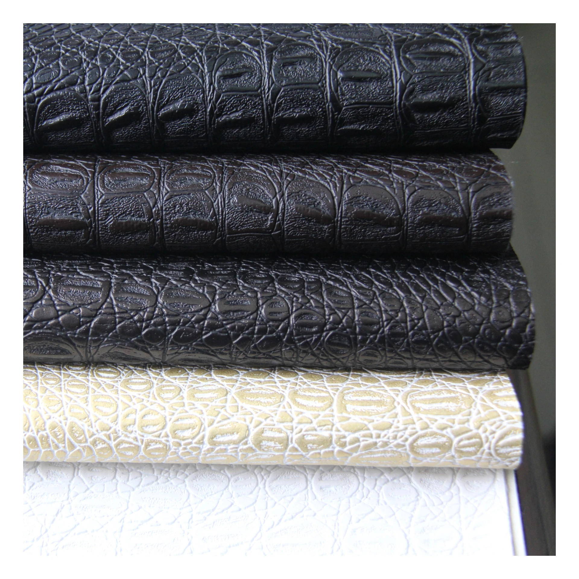 Crocodile skin synthetic leather embossed PVC artificial leather for bags