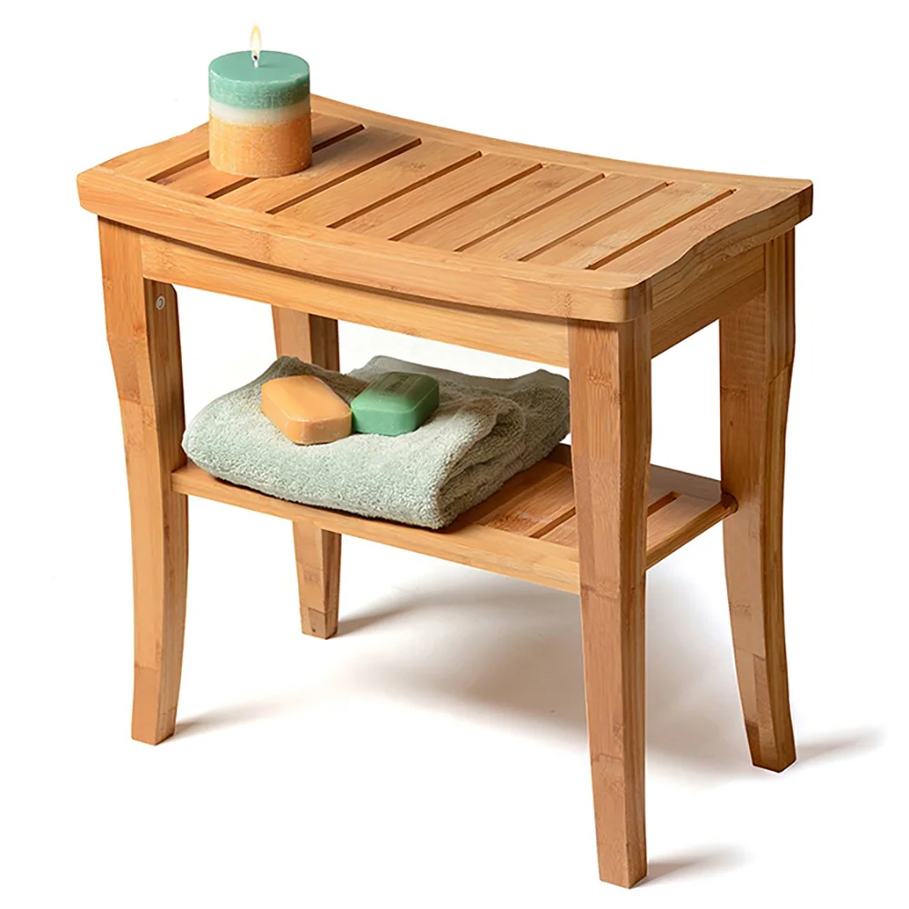 Wholesale Made Thickened Waterproof Bamboo Shoe Stool European Style Two-layer Stool For The Bathroom