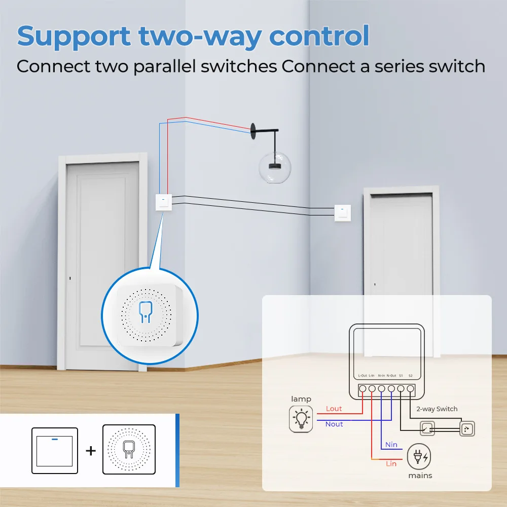 TUYA Zigbee wifi 16A with Power Monitor Mini Smart DIY Switch Wall Switch Module Relay Support two-way control Home Smart Life