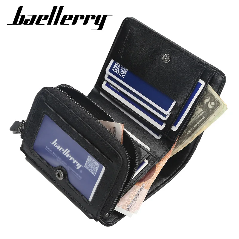 wholesale baellerry PU leather wallet billetera cuero mens slim  wallet trifold zipper coin purse with card holder wallets
