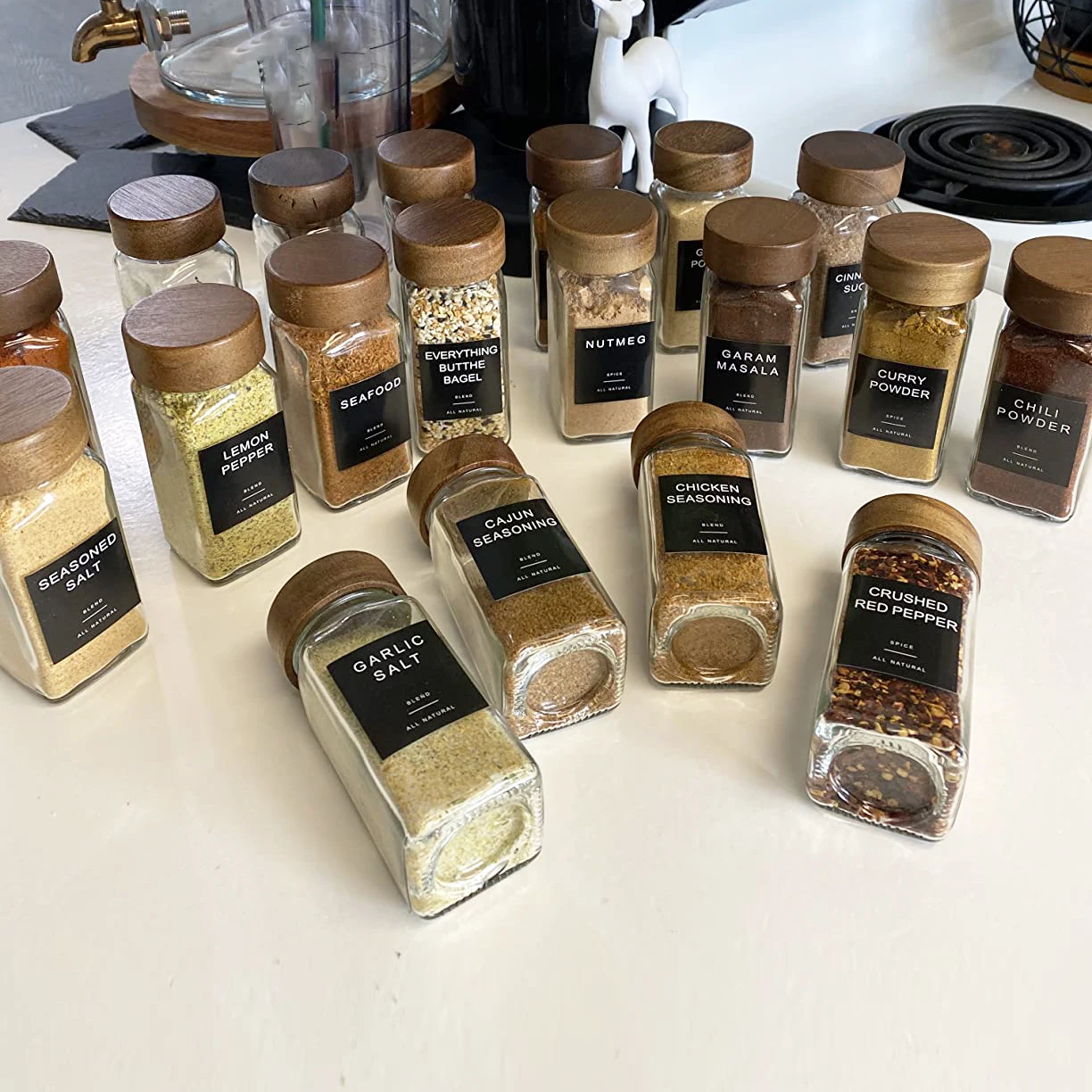 24 шт./набор, герметичные квадратные стеклянные контейнеры для специй, 4 унции, 120 мл