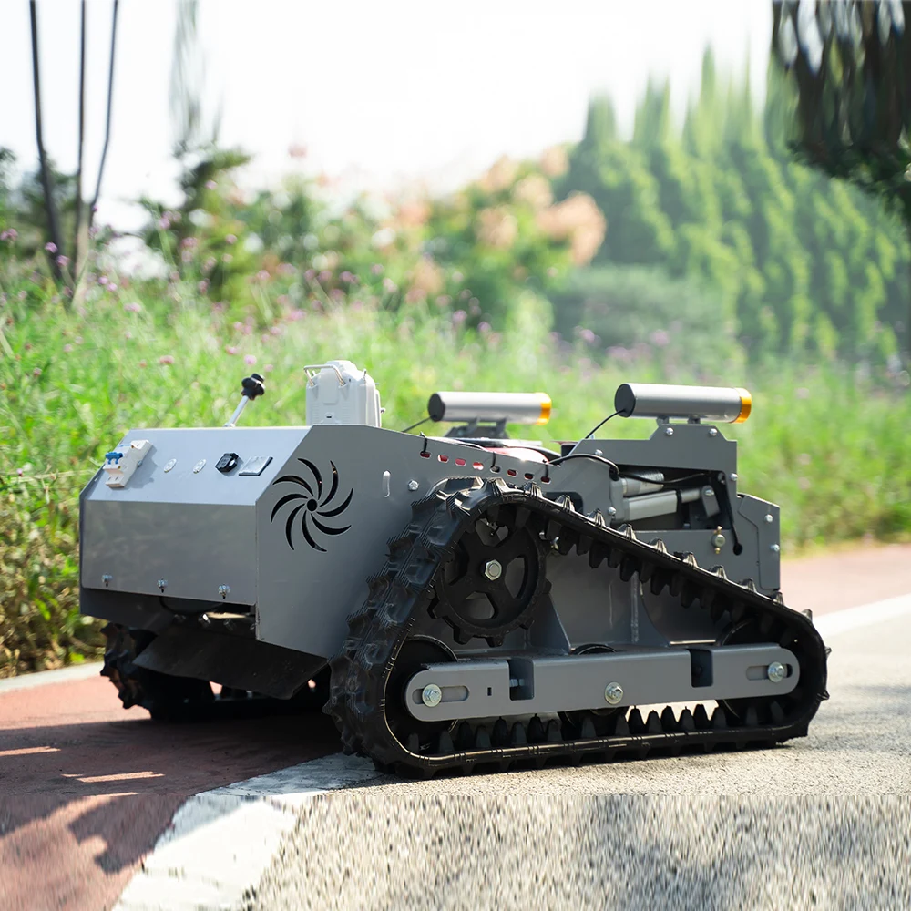 Multifunctional Remote Control Crawler Gas Lawn Mower Robot Small Robotic Garden Lawn Mower For Wasteland Mower On Road Slope