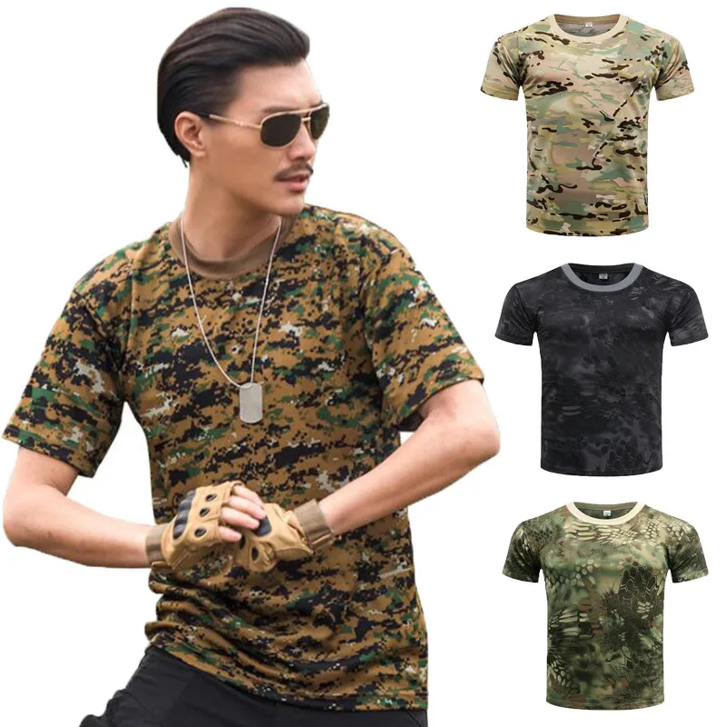 
Mens Quick Dry shirts Round Neck Good Cheap Military Summer Woodland Army tshirts Digital 