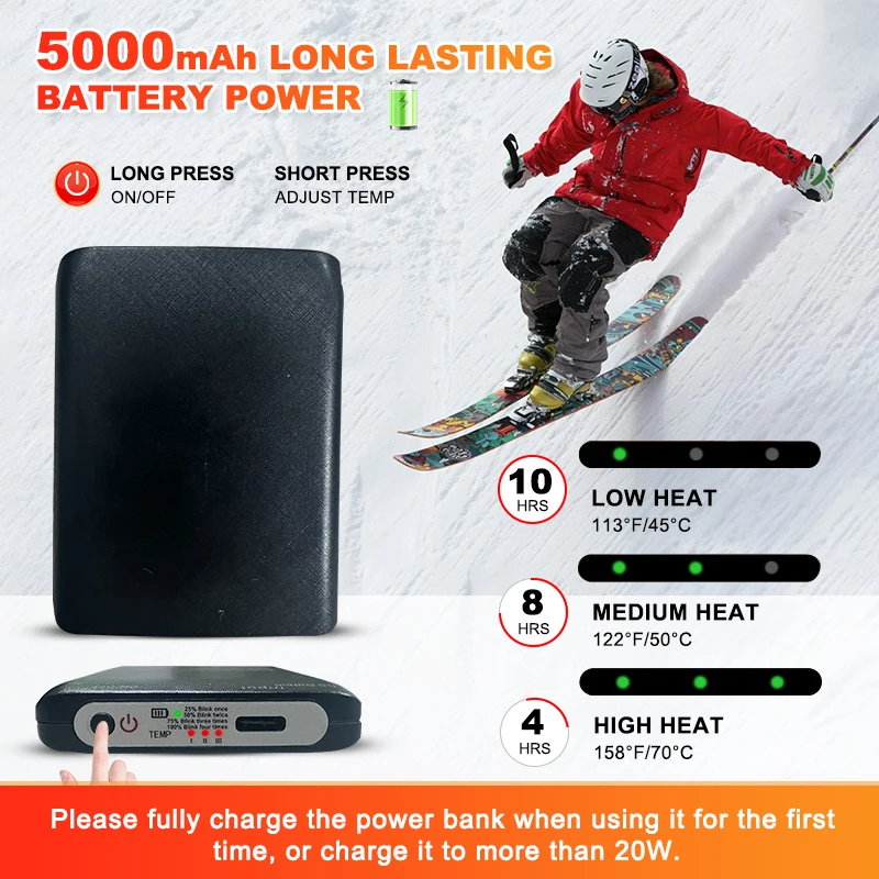 USB Heating Socks for Foot Warming Heated Socks with 3 Heat Settings for Men Women Outdoor Skiing Hunting Fishing Hiking