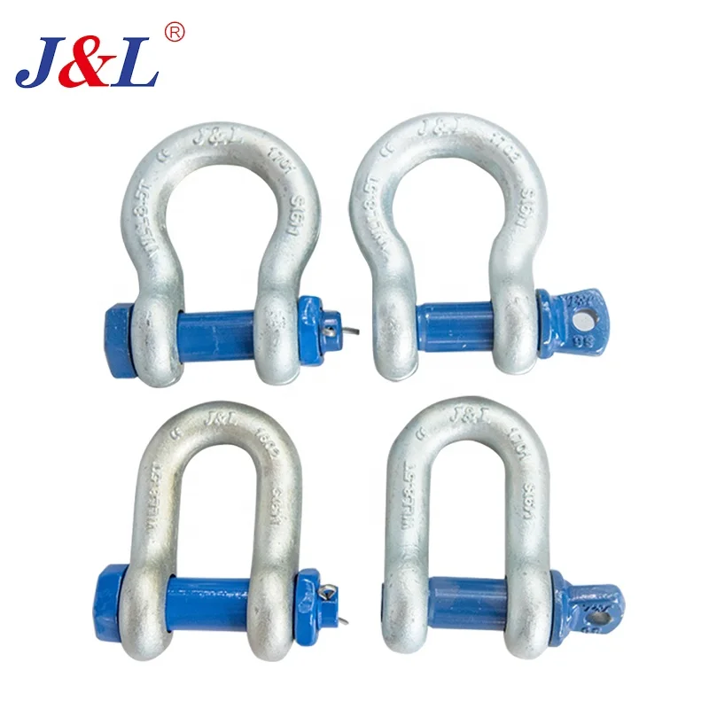 JULI D shackle bow and dee type shackle different types WLL 2t~110t G209 G210 safety factor 4:1 shackles