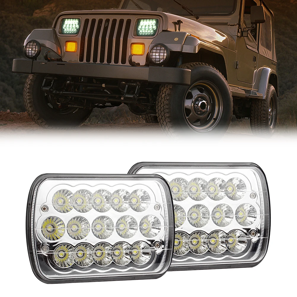 KEEN 7 Inch Square 45W LED Headlight for Jeep Wrangler Hi/low Beam Offroad Truck Car SUV ATV Work Lights 12-60V